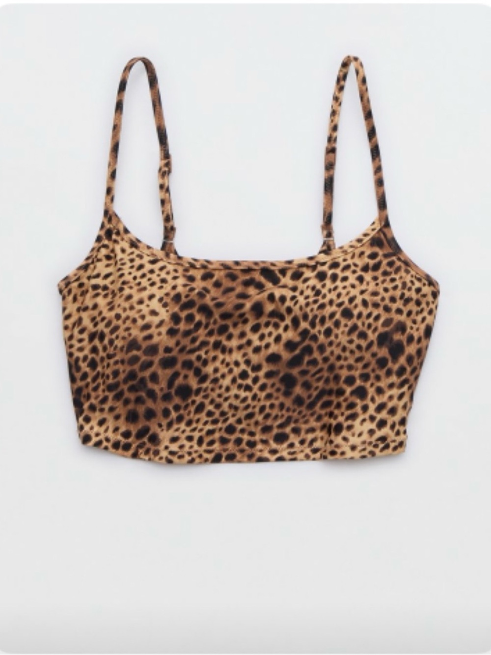 Aerie Scoop Longline Bikini Top- Brown Leopard | M - NWT